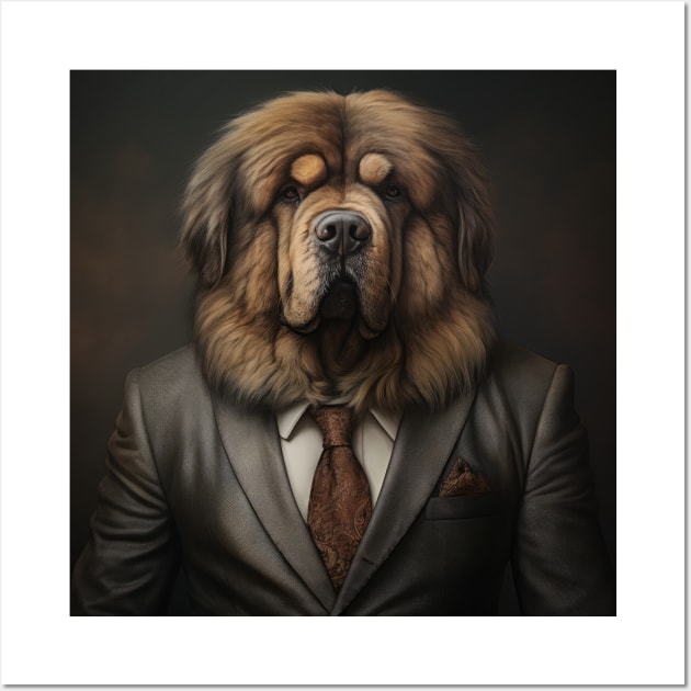 Tibetan Mastiff Dog in Suit Wall Art by Merchgard